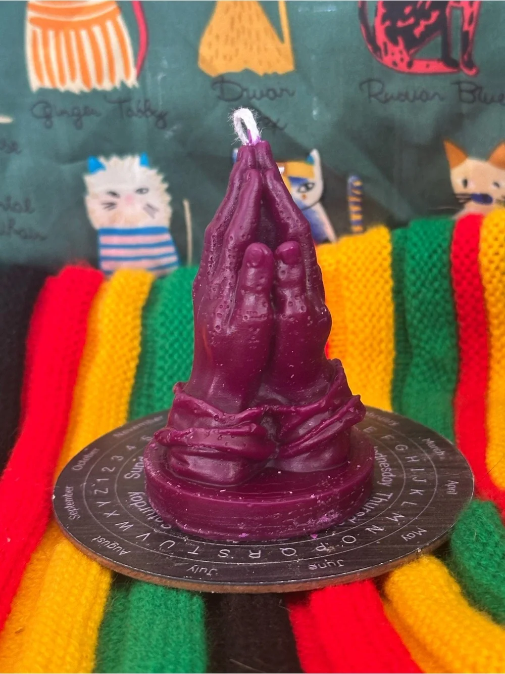 Praying Hands Candle – Deep Plum